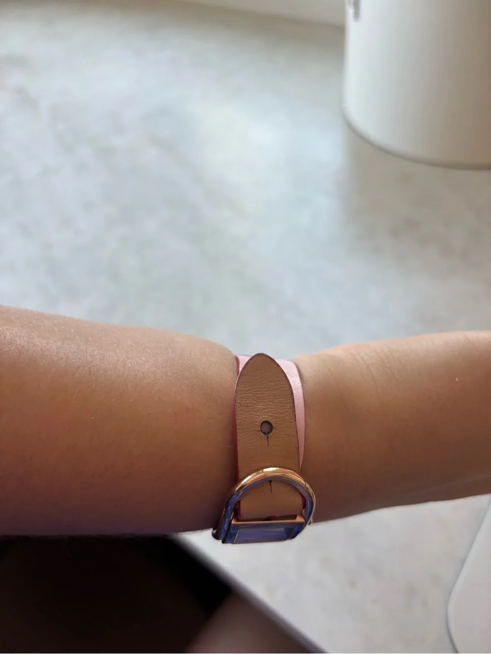 Tory Burch Thayer pink and beige leather strape watch